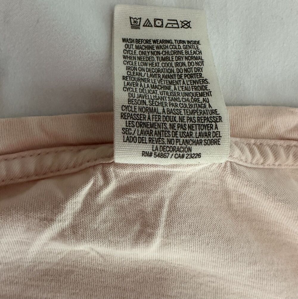 Victoria’s Secret PINK Spell-Out V-Neck Long Sleeve Pale Pink Shirt Size Small - Picture 7 of 8